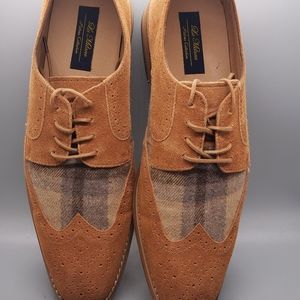 La Milano Wingtip Oxford Tan Leather Shoes,  Plaid Men's Size 11 1/2